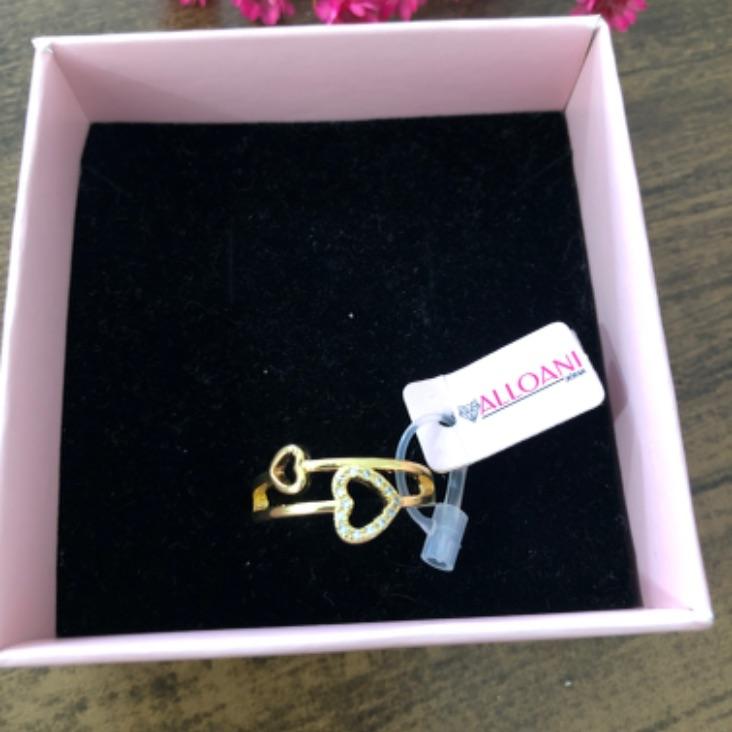 Anel com duas tiras dois corações