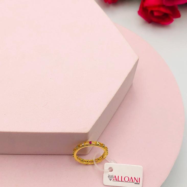 Anel com Zircônias Coloridas N15