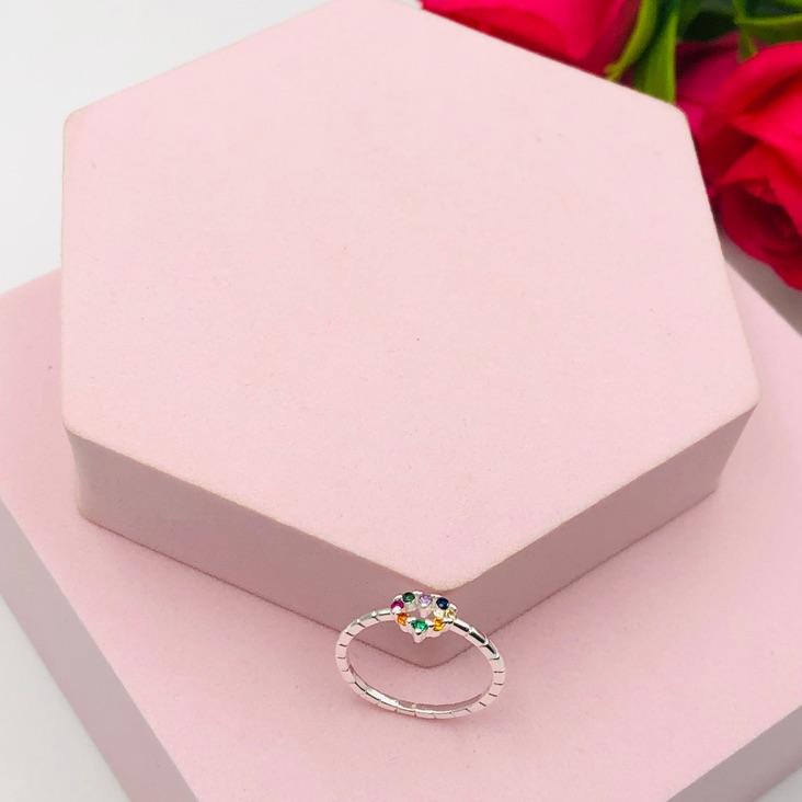 Anel Coração Colorido N 14