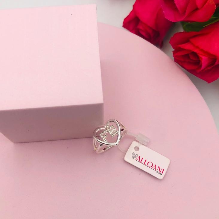 Anel Coração com Fé Cravejado