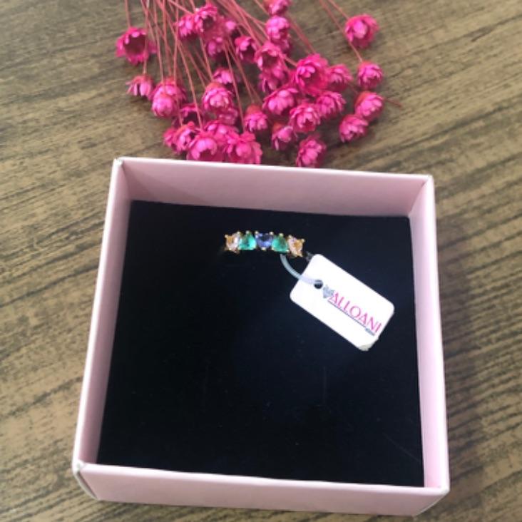 Anel Coração com Pedras Coloridas