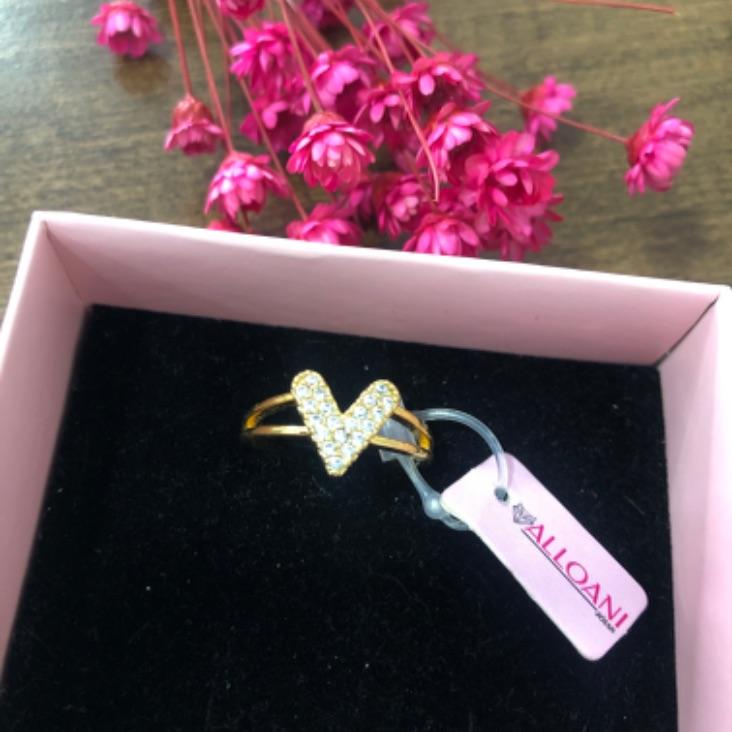 Anel coração cravejado