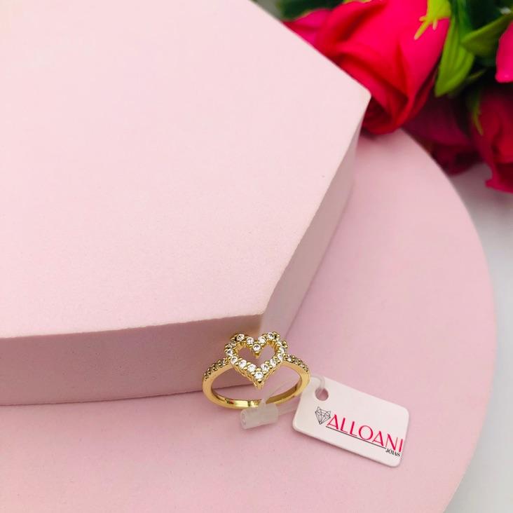 Anel Coração Cravejado N 19