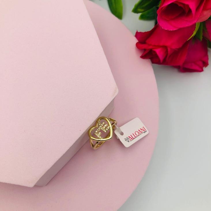 Anel Coração Escrito Fé