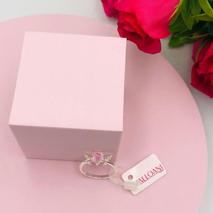 Anel Coração Rosa com Assas