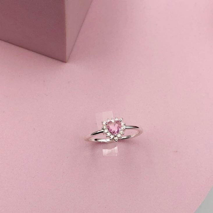 Anel Coração Rosa N 23