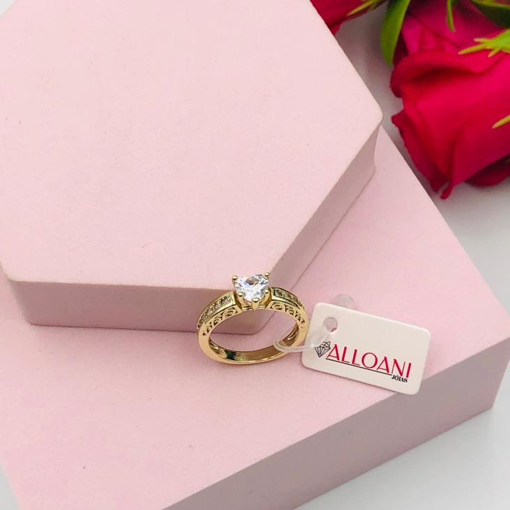 Anel Coração Solitário Cravejado N15