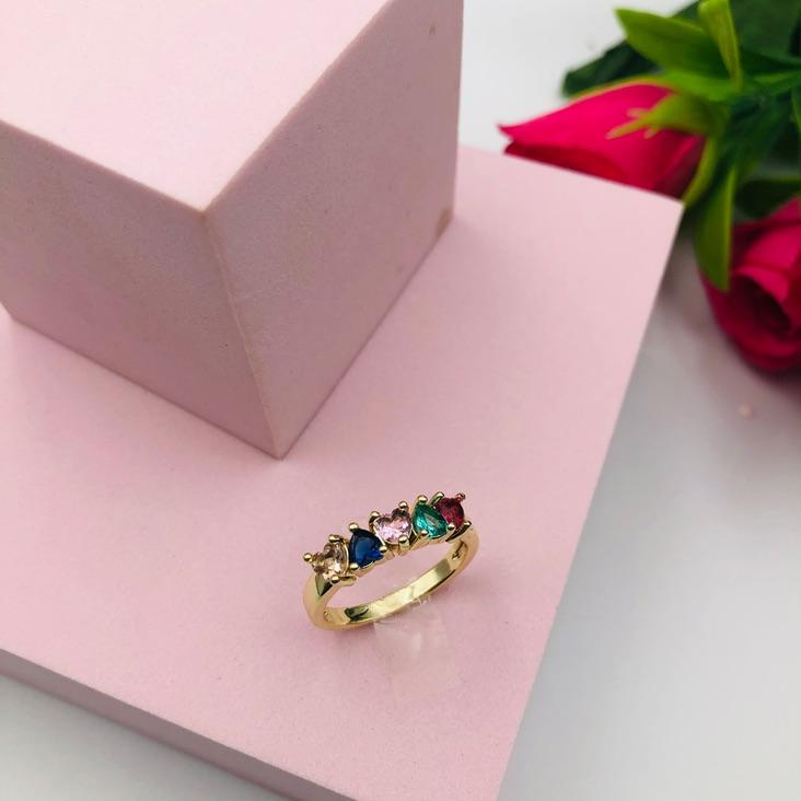 Anel Corações Coloridos N 19