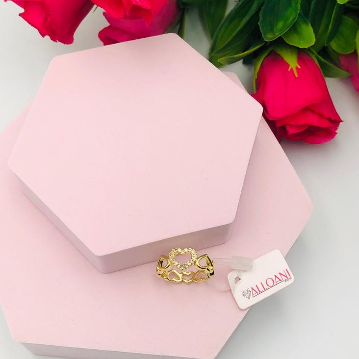 Anel Corações com um Cravejado