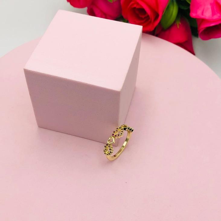 Anel Corações Cravejado N 19