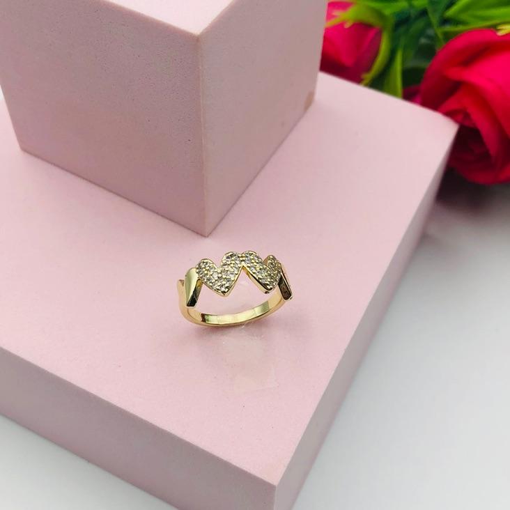 Anel Corações Liso e Cravejado N 16