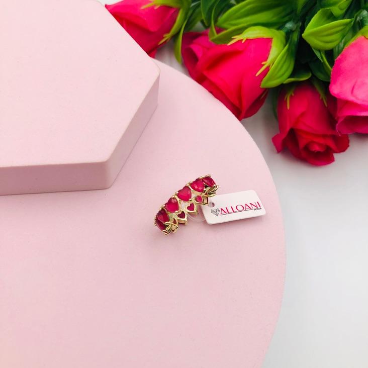 Anel Corações Rosa N 19