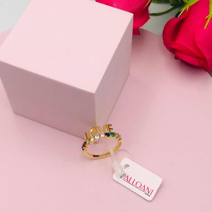 Anel Cravejado com a Escrita Love