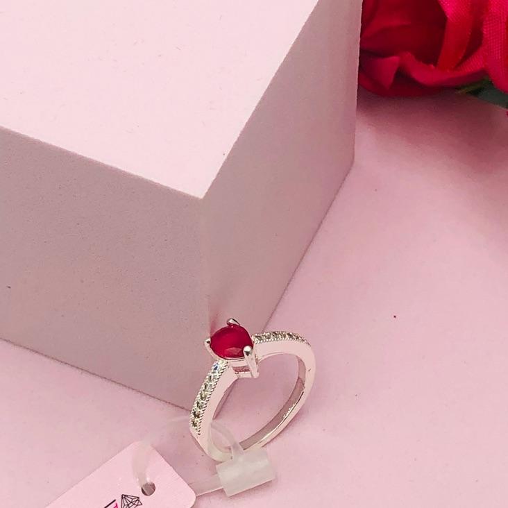 Anel Cravejado com Gota Rosa N 12