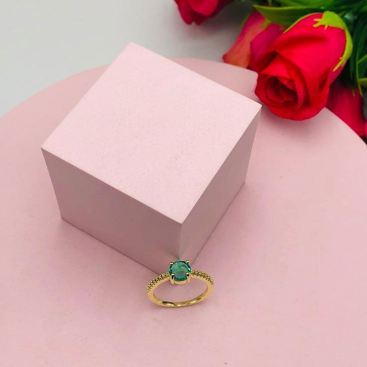 Anel Cravejado com Zirconia Verde N 20