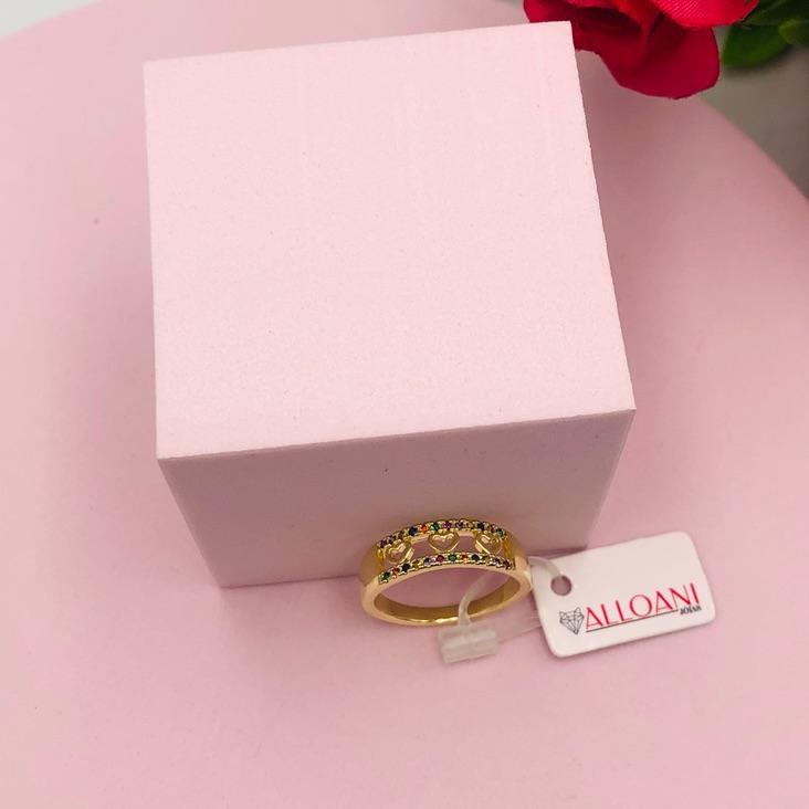 Anel Cravejado Corações N