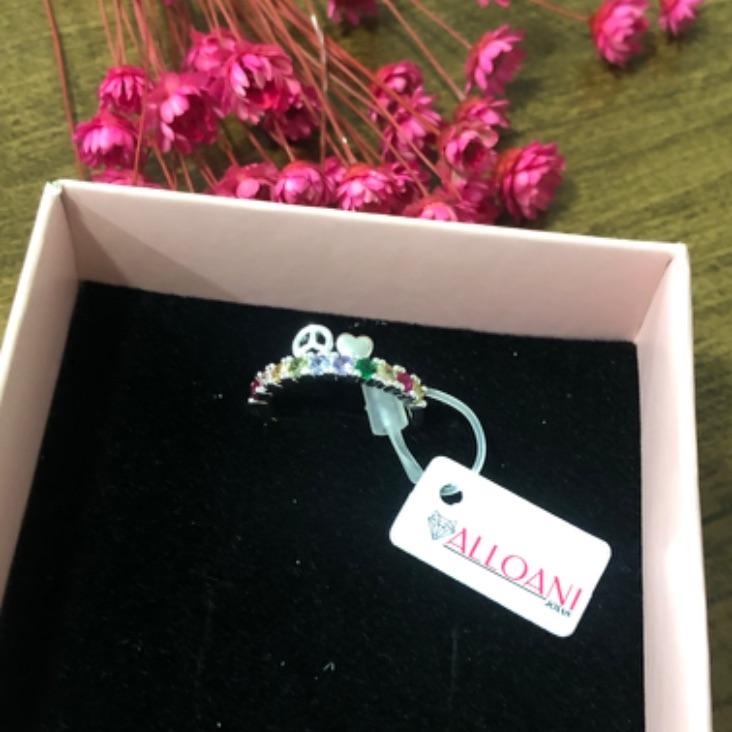 Anel Cravejado e com Simbolo da Paz e Coração N 16