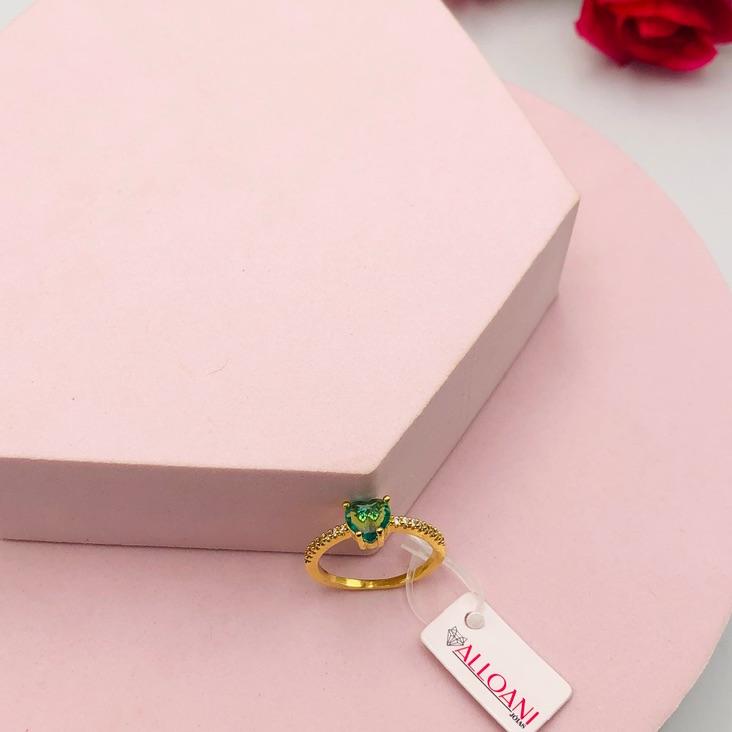 Anel de Coração Verde Cravejado N19