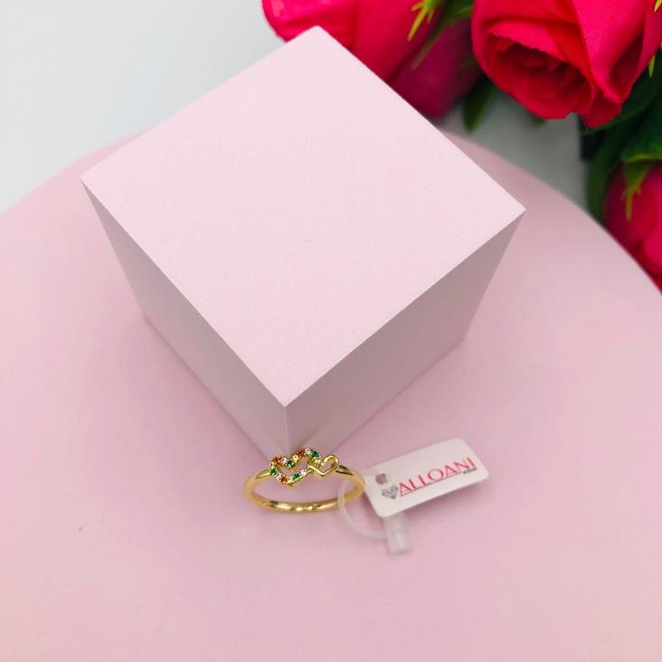 Anel Dois Corações Cravejado