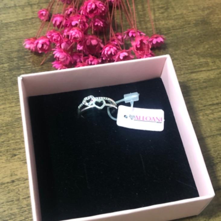 Anel Dois Corações um Cravejado e Outro Liso