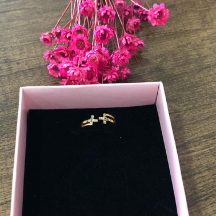 Anel Duas Cruz Cravejado