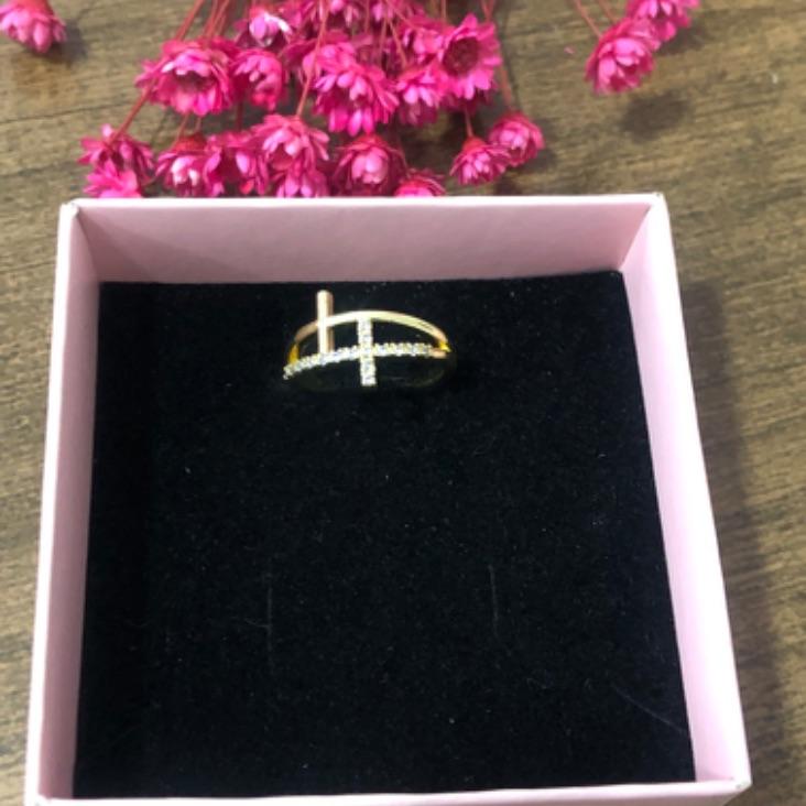 Anel Duas Cruz uma Cravejada e outra Lisa