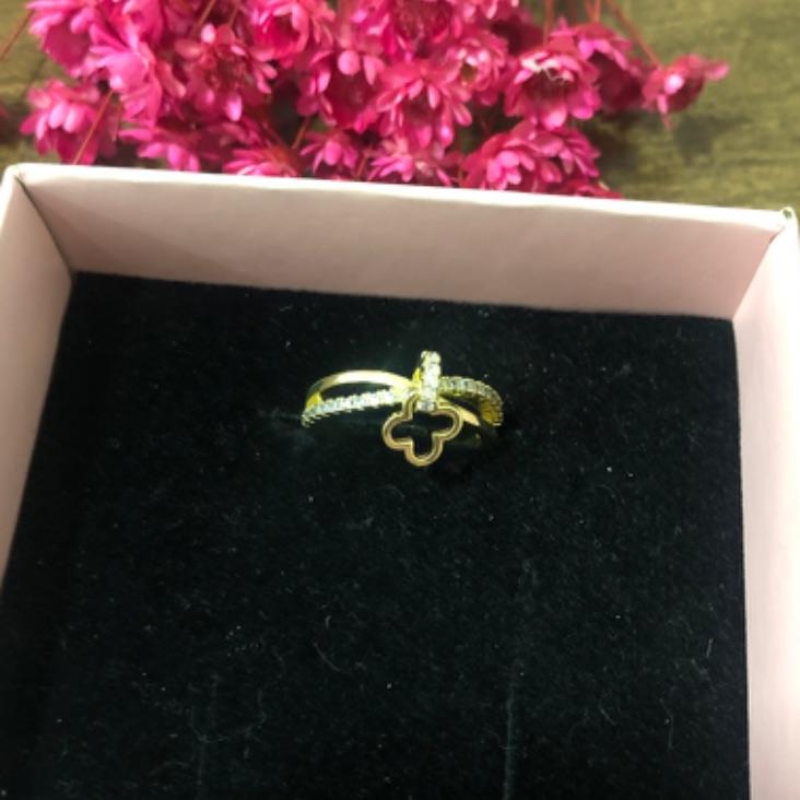 Anel Duas Fitas com Pingente de Trevo N 	14