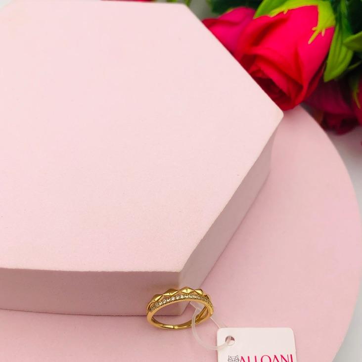 Anel Duas Fitas Cravejada e Outra com Onda