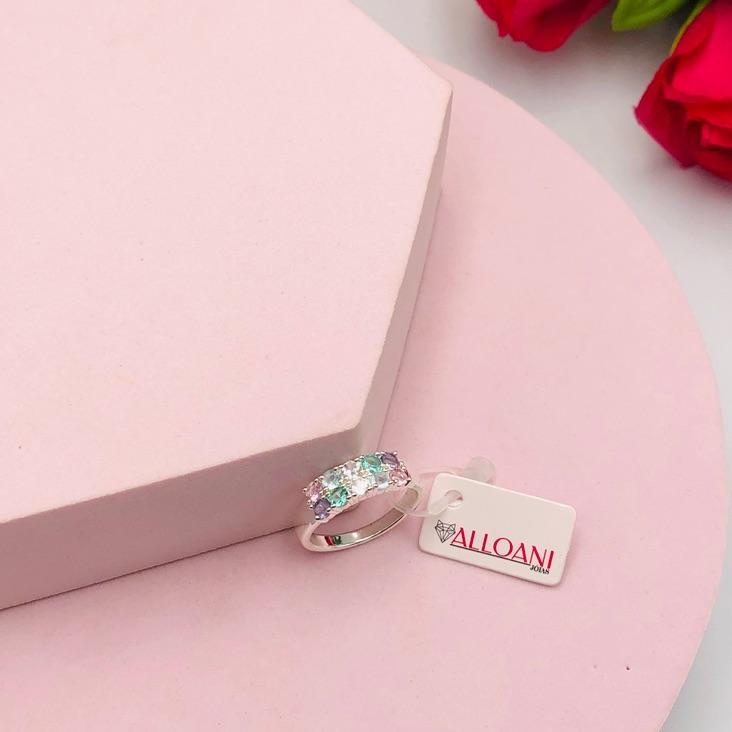 Anel duas fitas de zirconias