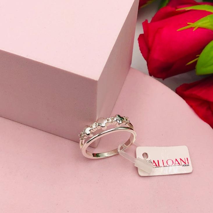 Anel Duas Fitas um com Trevos e Pontos de Luz N 25