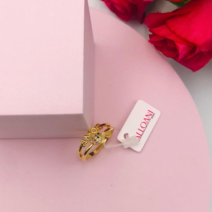 Anel Duas Fitas uma com a frase Amor outra com Coração