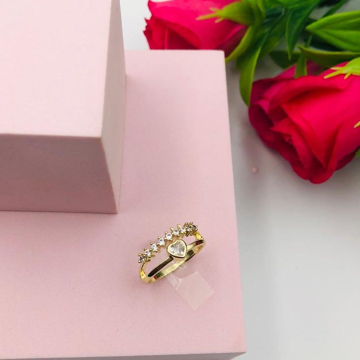 Anel Duas Fitas uma Cravejado e Outro com Coração N 16