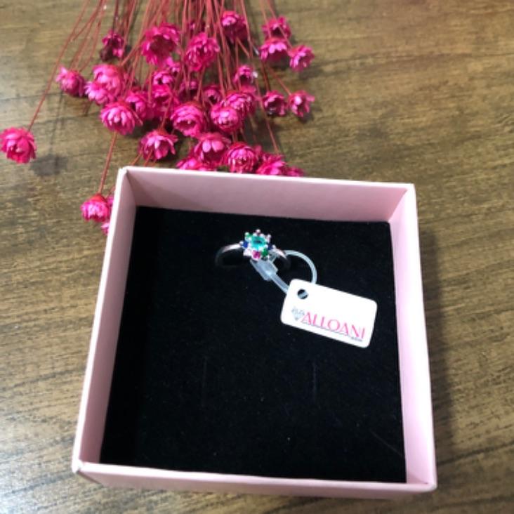 Anel Flor com Pedras  Colorida