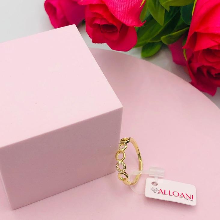 Anel Geométrica Cravejado e Liso N 22