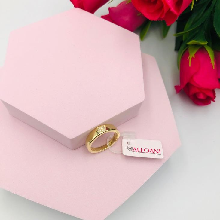 Anel Liso com Coração Cravejado N 13