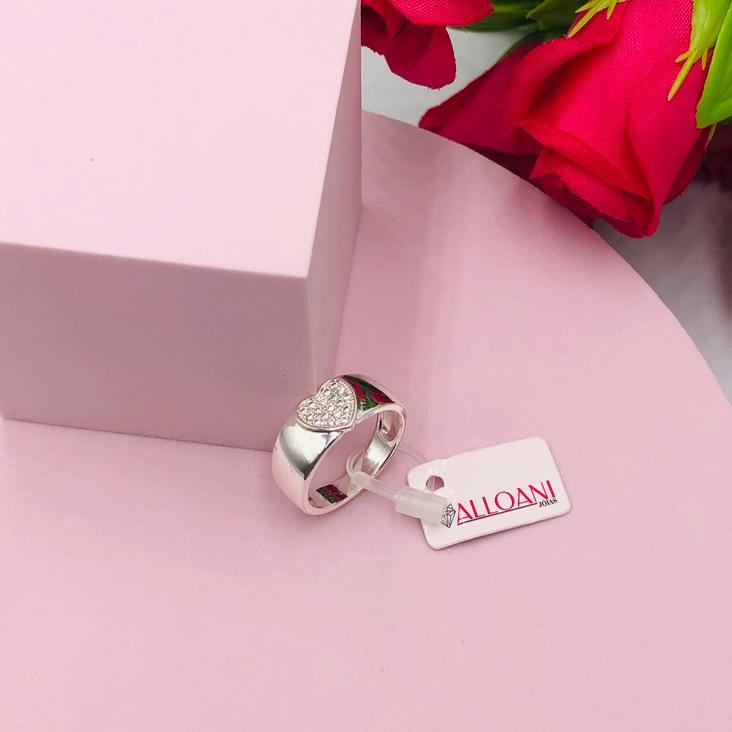 Anel Liso com Coração Cravejado N 19