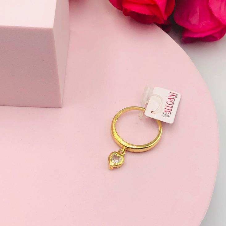 Anel Liso com Pingente Coração  N 22