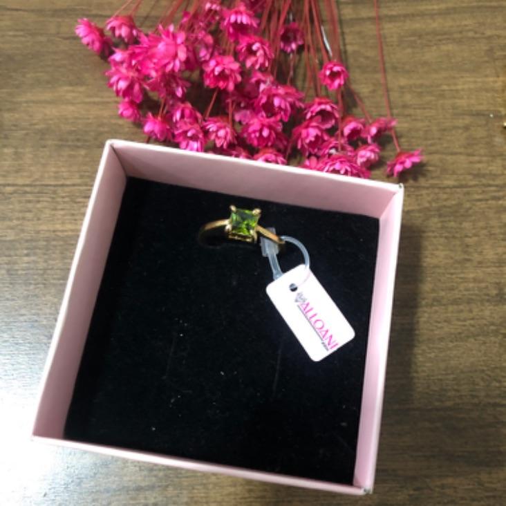 Anel Quadrado Pedra Verde N 25