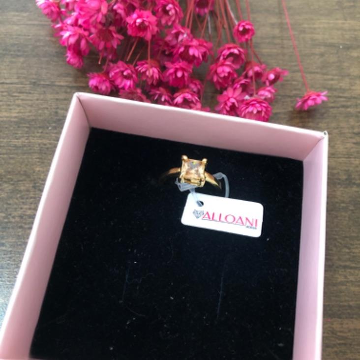 Anel Solitário Quadrado Pedra Salmão