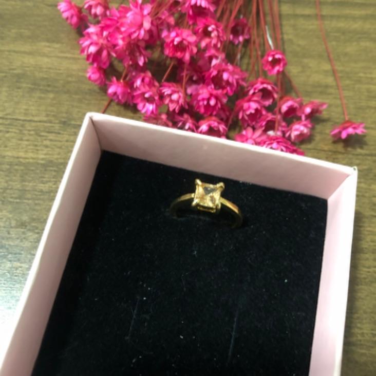 Anel Solitário Quadrado Pedra Salmão N 20