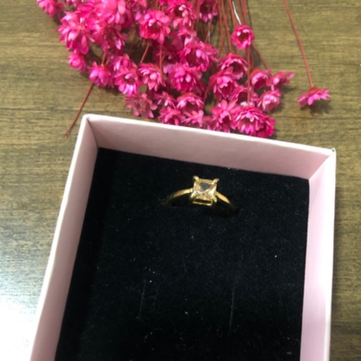 Anel Solitário Quadrado Pedra Salmão N 22