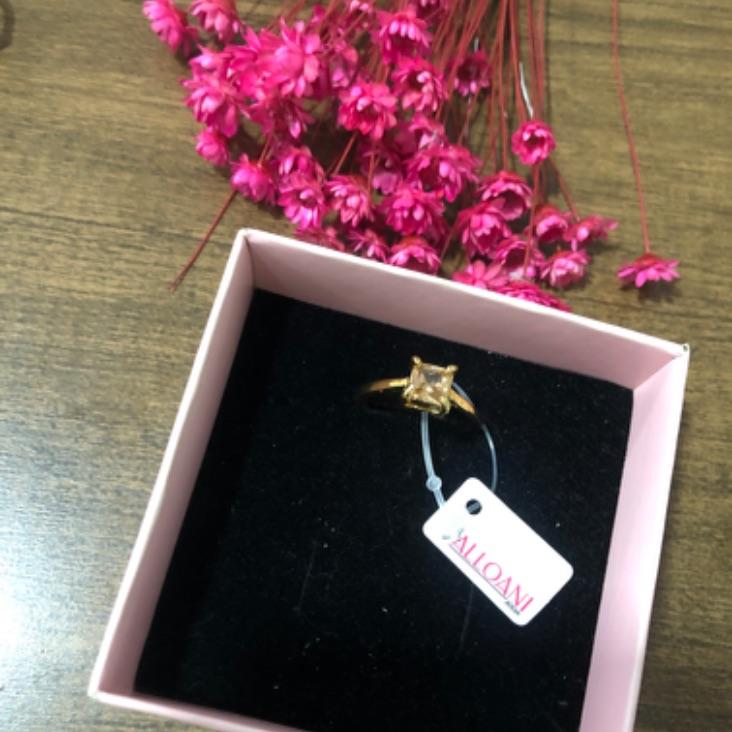 Anel Solitário Quadrado Pedra Salmão N 23