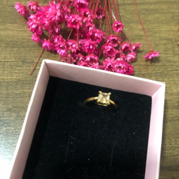 Anel Solitário Quadrado Pedra Salmão N 23