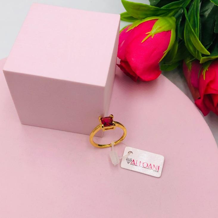 Anel Solitário Quadrado Pink N 19