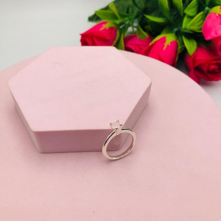 Anel Solitário Rosa N 15