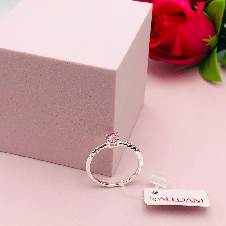 Anel Solitário Rosa N 20