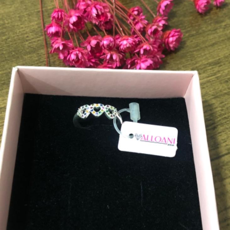 Anel Três Coração Cravejado Colorido