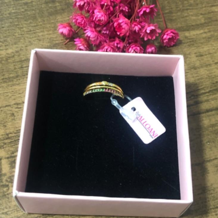 Anel Três Fio com Zirconias Colorida