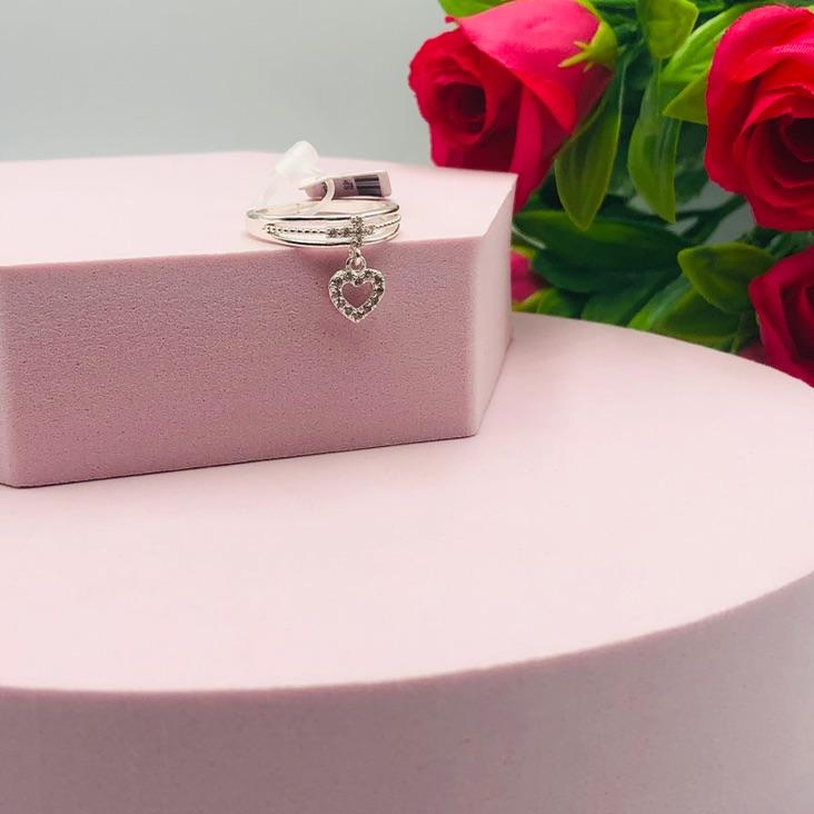 Anel Três Fitas com Cruz Cravejado é Pingente de Coração N 19