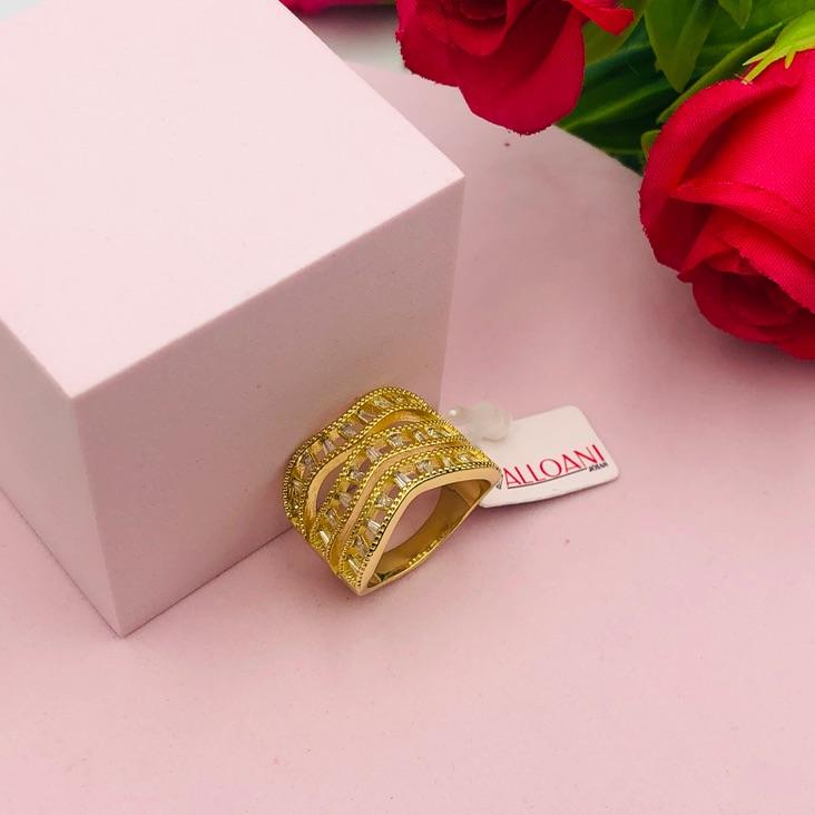 Anel três Linhas Cravejada